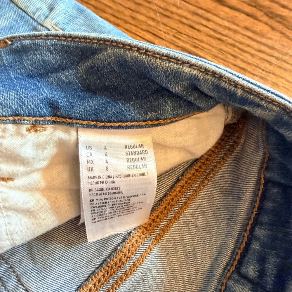 American Eagle Hi-Rise Jegging Distressed‎ Skinny Jeans 4 Medium Wash Blue